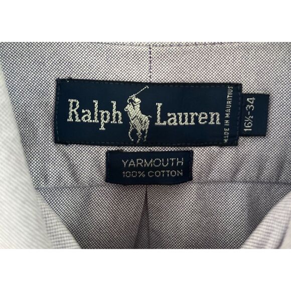 Vintage 1990s Ralph Lauren Button Up Classic Oxford Chambray Shirt Blue 16.5  34 - Picture 4 of 5